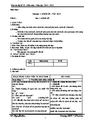 Giáo án môn Đại số 10 - Bài 1 Mệnh đề